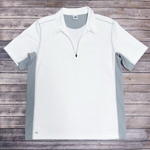 Alo White Grey Never Quit Logo 1/4 Zip Collared Cool Fit Textured Polo Mens XXL